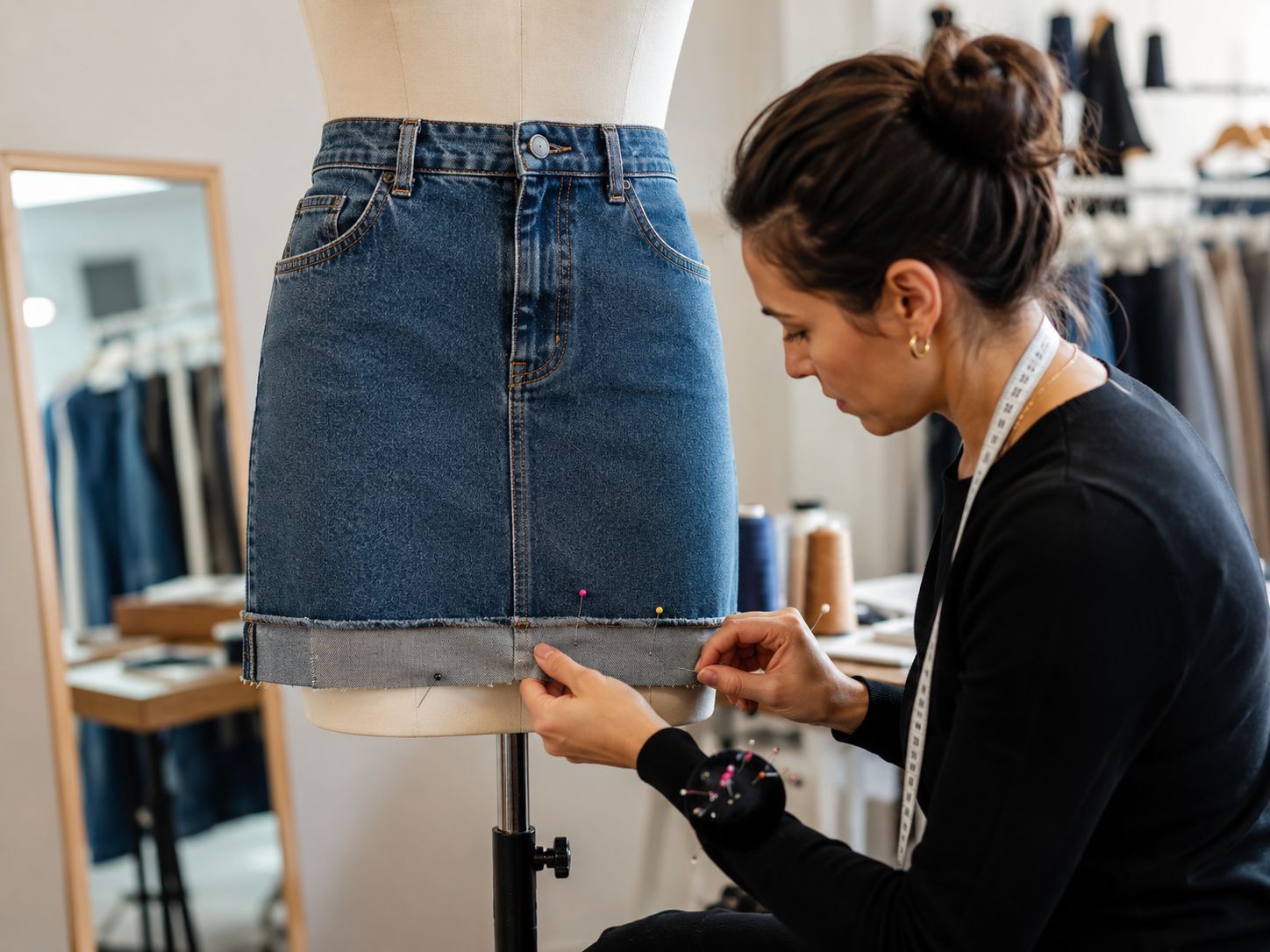 The cost to shorten a jean skirt typically ranges from $10 to $80 in the US. Basic hemming at a dry cleaner usually costs $10–$25, while professional tailoring shops charge $25–$50. Premium or designer denim skirts with original hem preservation, distressing, or complex construction can cost $50–$80 or more. The final price depends on fabric thickness, design complexity, and stitching requirements.  But here is the interesting part—what most people don’t realize is that a simple alteration can completely change how a skirt “feels” on the body. One inch can transform it from casual and heavy to modern and sharp. And in the world of denim manufacturing and customization, this small adjustment is actually a form of design refinement that brands use to reposition entire collections. Let’s go deeper into what you are really paying for.