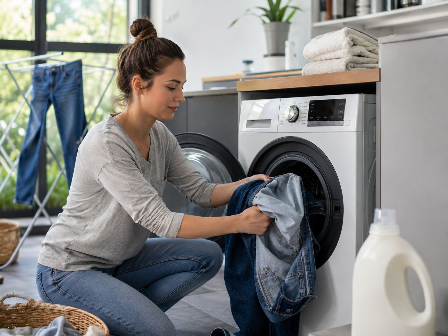 The best way to wash new jeans for the first time is to turn them inside out, use cold water, select a gentle washing method, use a mild detergent, and avoid high-temperature drying. This approach helps protect denim color, maintain the original fit, and reduce unnecessary shrinkage. For raw denim or special-finished jeans, always follow the specific care instructions provided by the manufacturer.