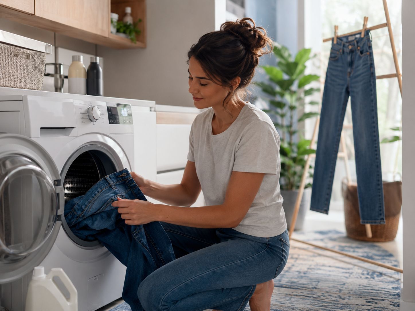To prevent new jeans from shrinking or fading, wash them less frequently, use cold water, avoid aggressive detergents, and keep them away from high heat. Shrinkage mainly happens because cotton fibers contract when exposed to heat and moisture, while fading occurs naturally as indigo dye gradually releases from the fabric surface. Proper denim care helps maintain the original fit, color depth, and overall quality.