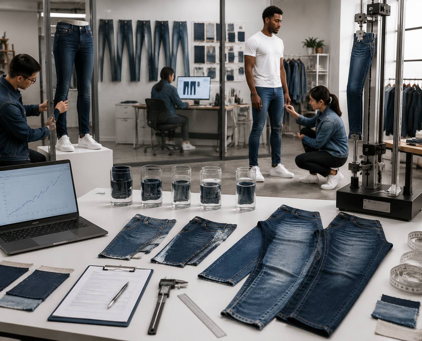 Denim brands can design better skinny jeans by testing fabric recovery, knee stretching,