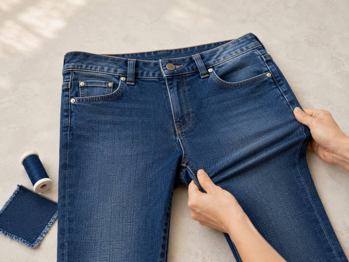 Elastane, also called spandex or Lycra®, is added to jeans to create stretch, improve comfort, and help the garment recover its original shape after wearing. Usually making up 1–5% of the fabric composition, elastane allows jeans to provide better movement while maintaining a structured appearance.