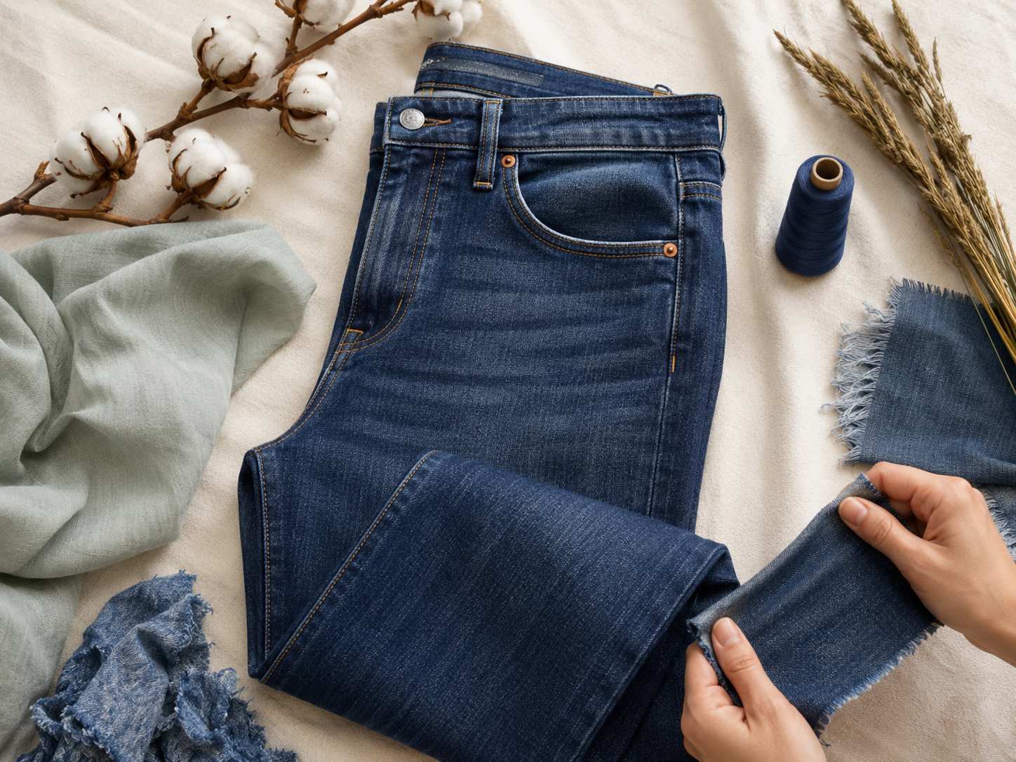 The fibre composition directly determines how jeans feel, fit, stretch, fade, and perform during daily wear. Cotton creates authentic denim character, elastane improves flexibility, polyester increases durability, and sustainable fibres enhance softness and environmental value. The best fibre combination depends on the jeans category, target customers, and brand positioning.