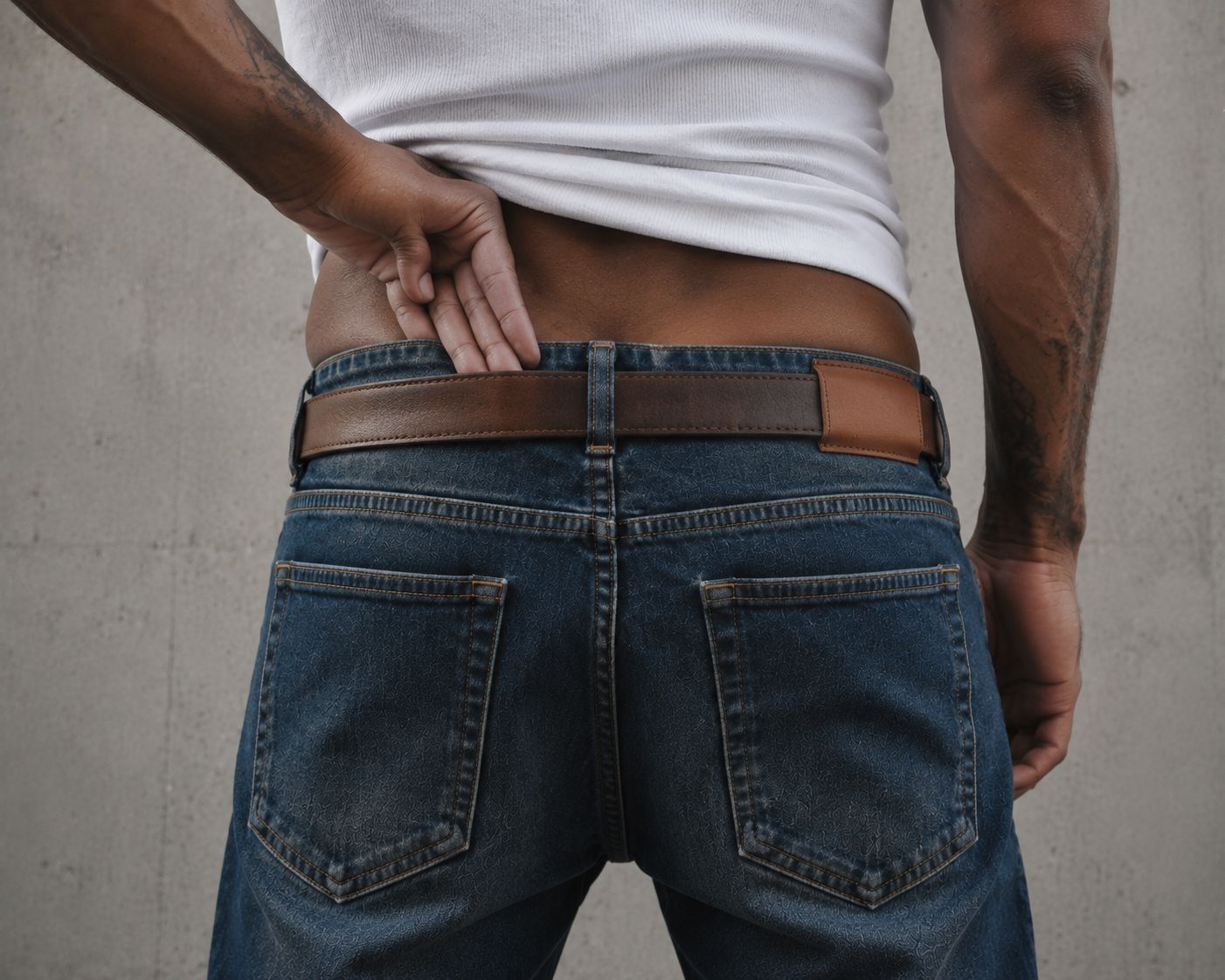 To stop jeans from sagging, choose jeans that fit the waist, hips, seat, rise, and thigh—not just the waist number