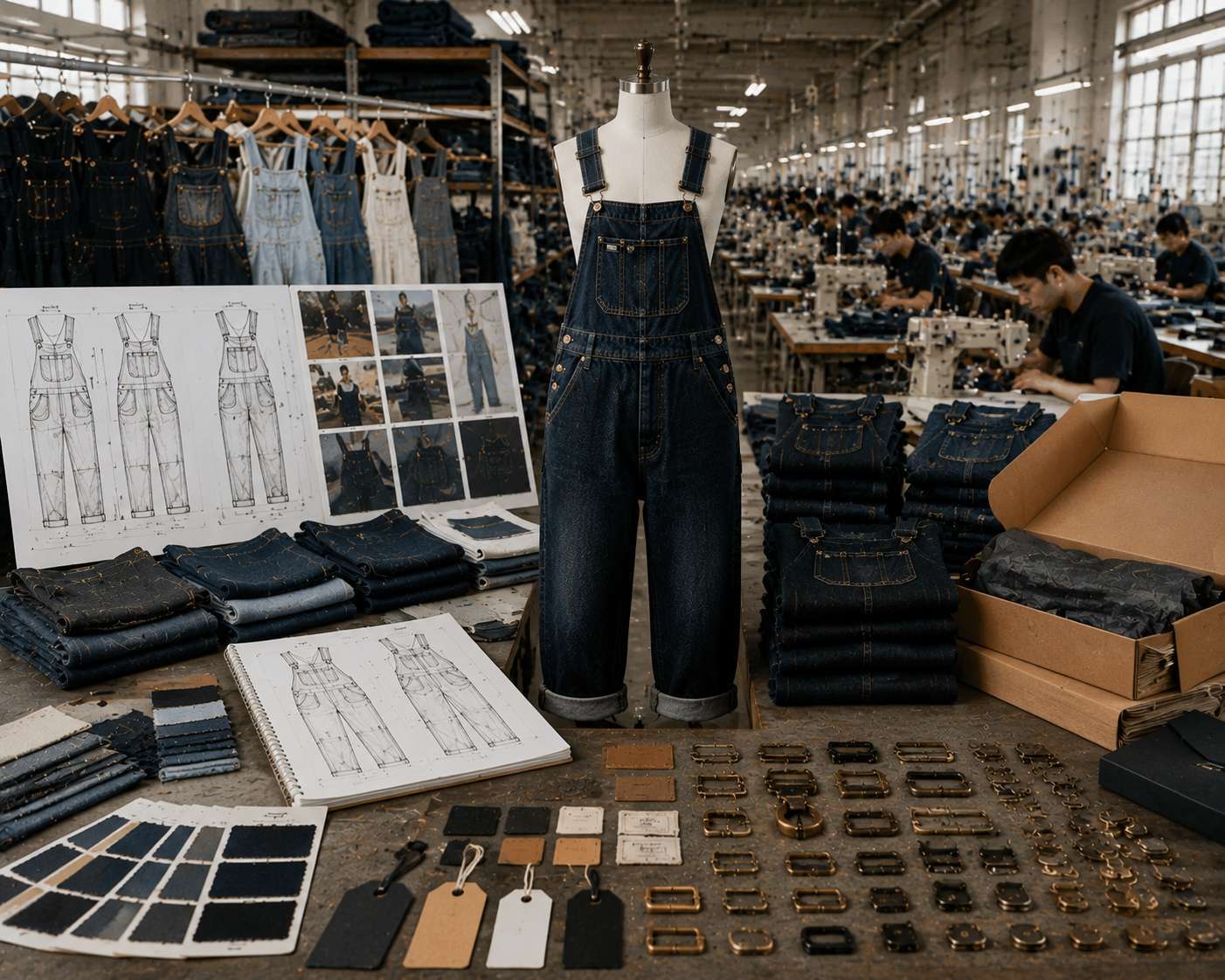 When choosing a denim overalls manufacturer, look for denim-specific experience, strong pattern-making ability,