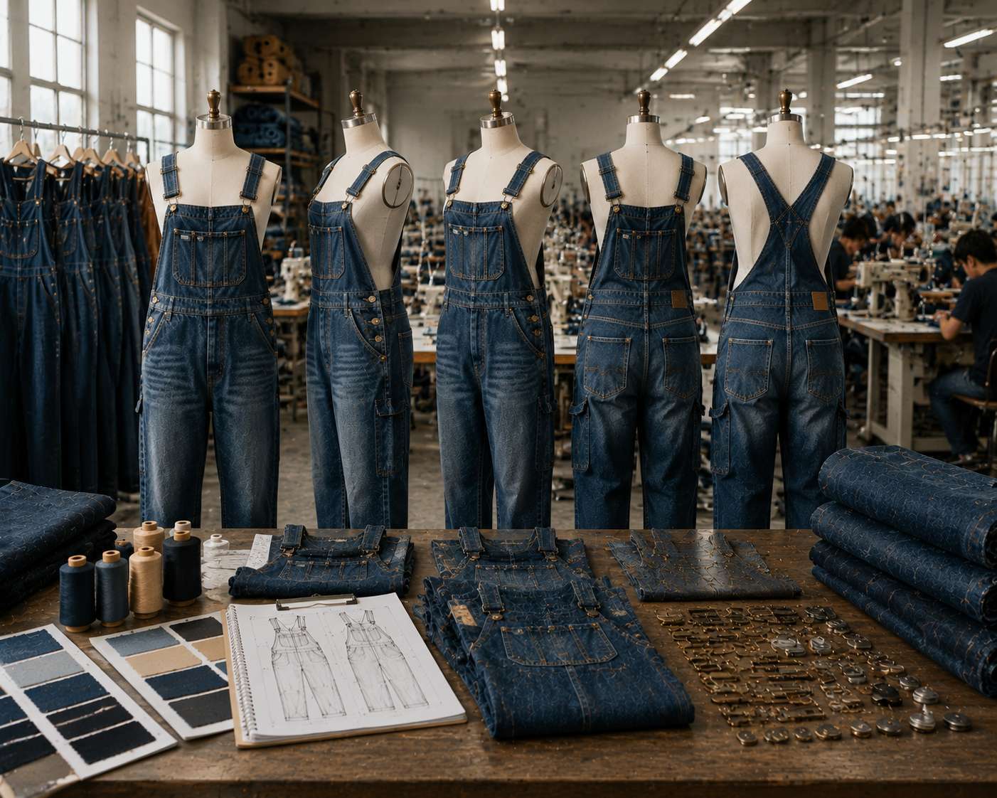 A good denim overalls manufacturer should combine denim expertise, strong pattern development, fabric sourcing