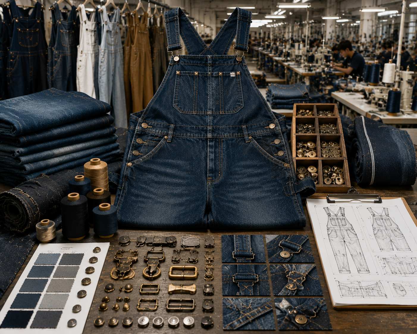 Denim overalls should feel secure but not restrictive. A good fit balances bib height, strap length,