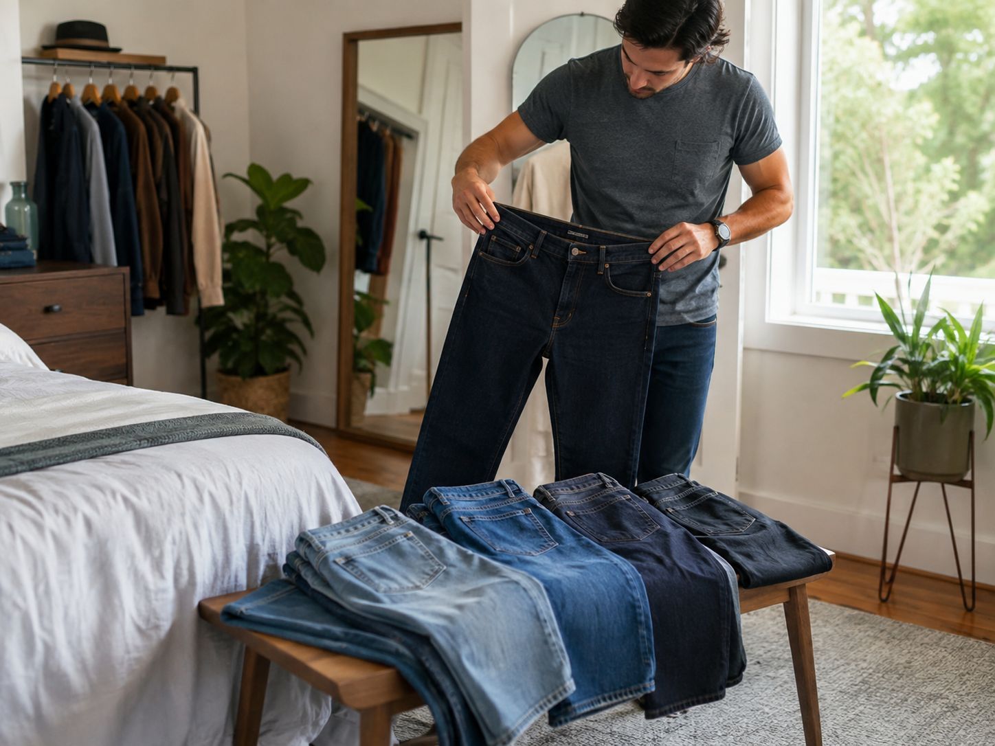 Most people can extend the lifespan of their jeans by owning 3–5 pairs and rotating them regularly. Different fits and fabrics serve different purposes, reducing daily stress on each pair.