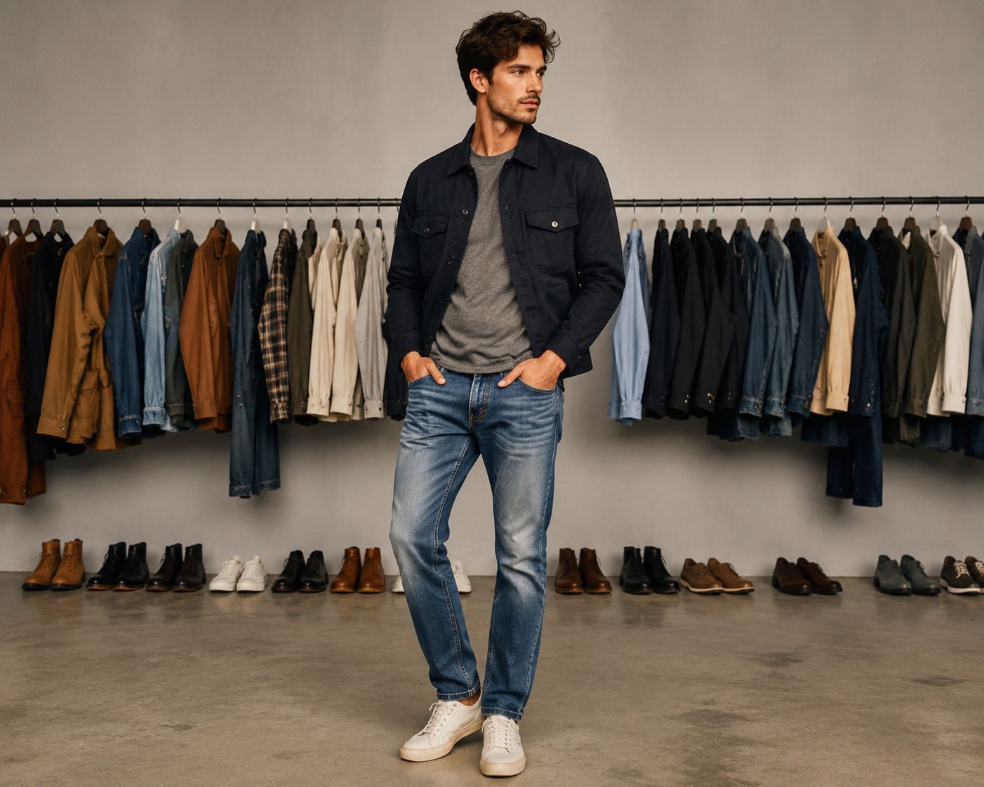 Color, wash, and fabric make blue jeans versatile because each denim shade creates a different styling mood.