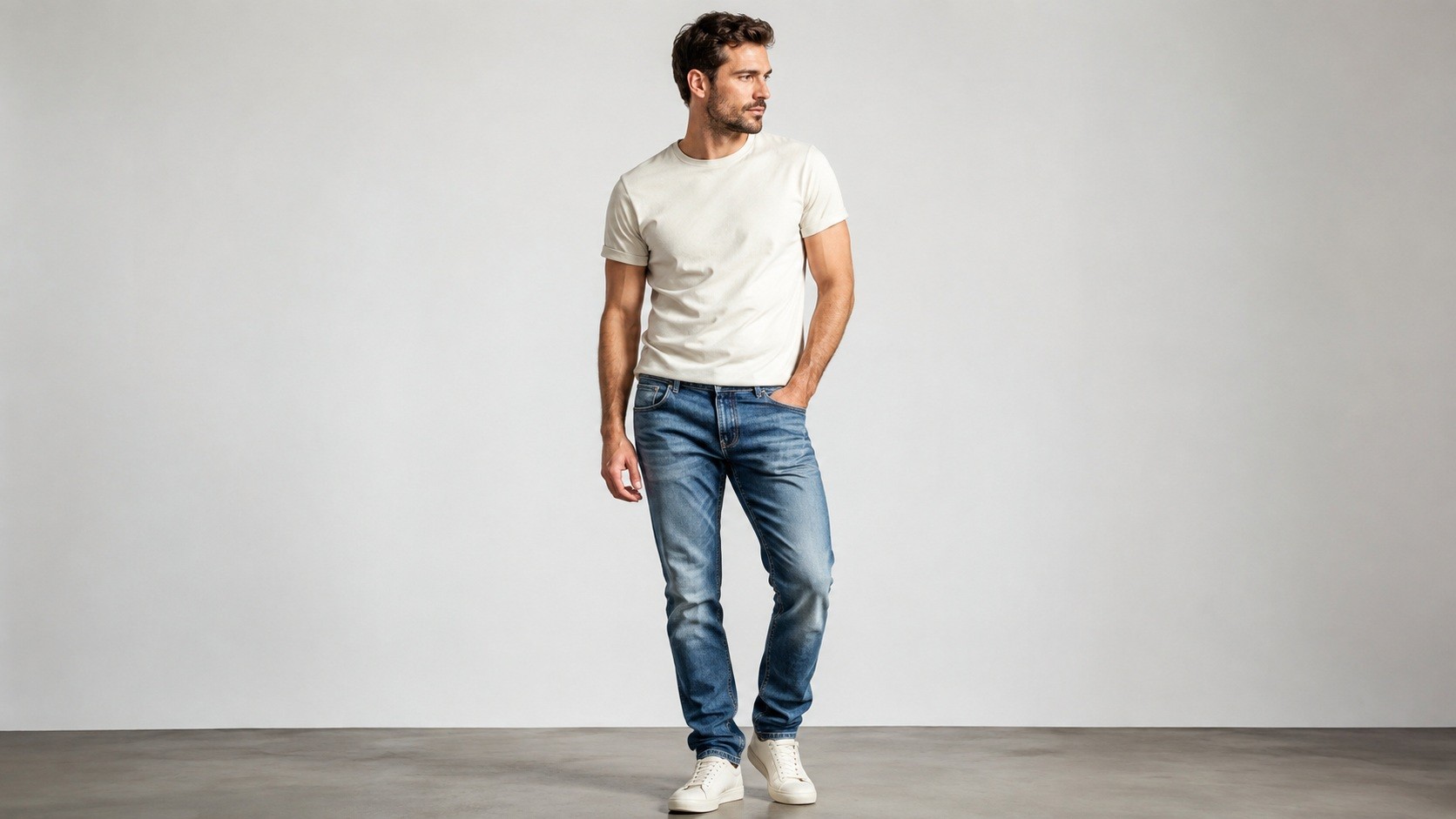 Fit, size, and body shape cause wrinkles when denim is either pulled too tightly or left with too much uncontrolled fabric.