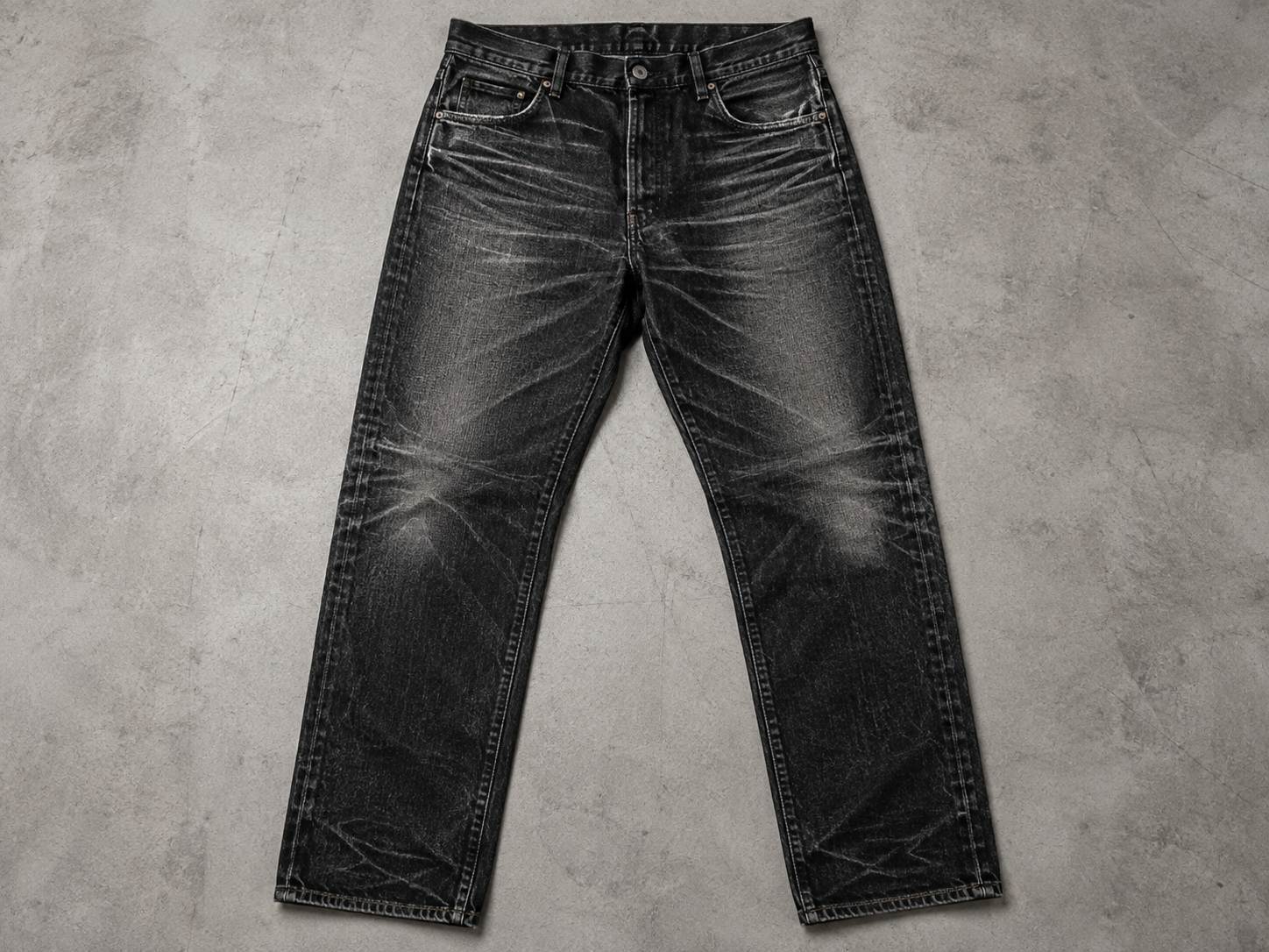 Washing can cause white streaks on black jeans when detergent does not rinse out, jeans rub too aggressively, t