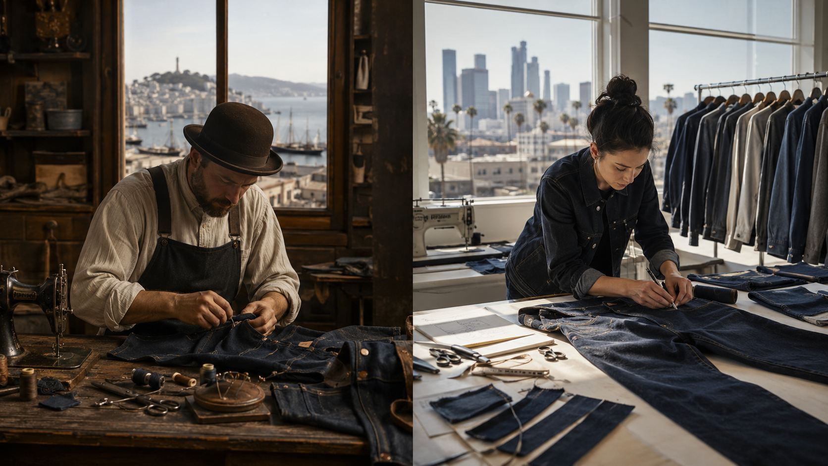 San Francisco has one of the strongest historical claims to denim fame in the United States because Levi Strauss founded his business there in 1853 and later worked with Jacob Davis on the patented riveted work trousers that became blue jeans. Los Angeles has become another important city for contemporary denim through fashion design, product development, manufacturing, and premium apparel production.
