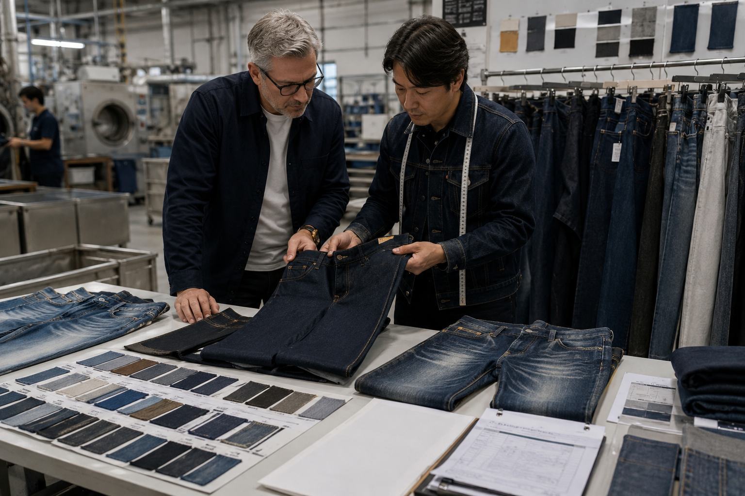 Brands should choose a denim manufacturer according to product complexity, target price, minimum order quantity, development support, washing capability, quality standards, and production scale. A famous denim location can be helpful, but the factory’s ability to reproduce an approved sample consistently is usually more important for a commercial collection.