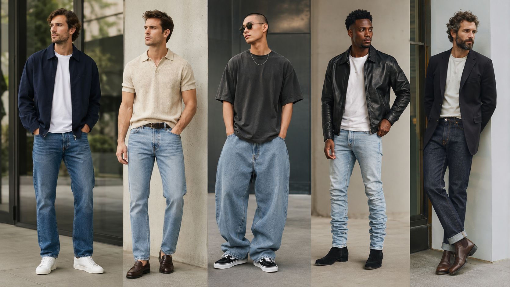 The best jeans for a man are usually the pair that creates balanced proportions without restricting movement or overwhelming his frame. Straight and slim-straight jeans remain highly versatile, while baggy, stacked, skinny, and selvedge styles work better when they match the wearer’s body type, footwear, lifestyle, and personal aesthetic.
