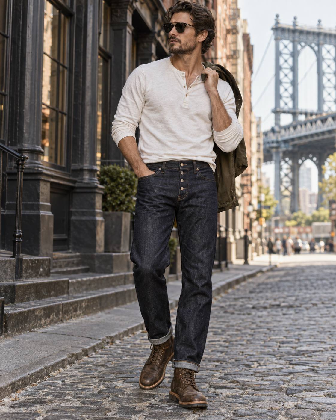 Button fly jeans look better than zipper fly jeans when they create a cleaner, 