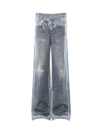 Distressed Patchwork Jeans