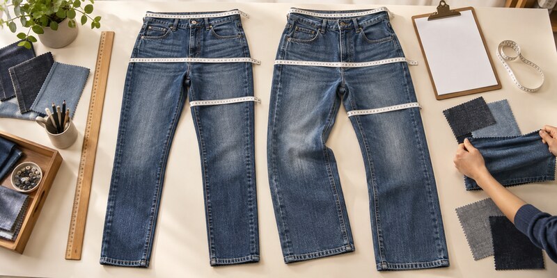 Men’s and women’s jeans can fit differently in the same stated size because size labels do not describe the complete garment. Two pairs may have the same nominal waist but different hip room, rises, crotch shapes, thighs, inseams, and stretch levels. Brand-specific sizing and vanity sizing add further variation. Comparing finished garment measurements is therefore more reliable than comparing the number printed on the label.