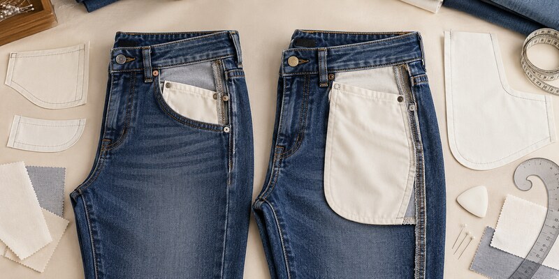 Women’s jeans have often been designed with smaller or decorative pockets because brands prioritized a smooth, close-fitting silhouette over storage. Large pocket bags can create bulk beneath lightweight or stretch denim. Historical fashion conventions also influenced the difference. However, deeper functional pockets can be incorporated successfully when their shape, fabric, placement, and attachment are engineered together with the jeans pattern.