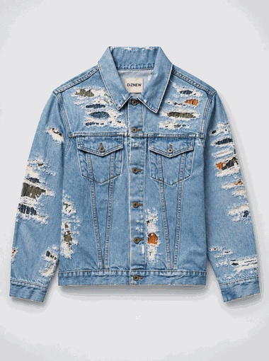 Custom denim jacket distressed