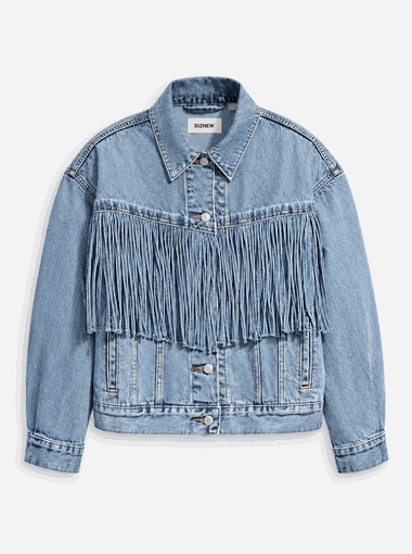 Custom fringe denim jacket