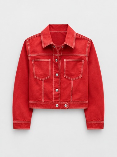Custom red denim jacket