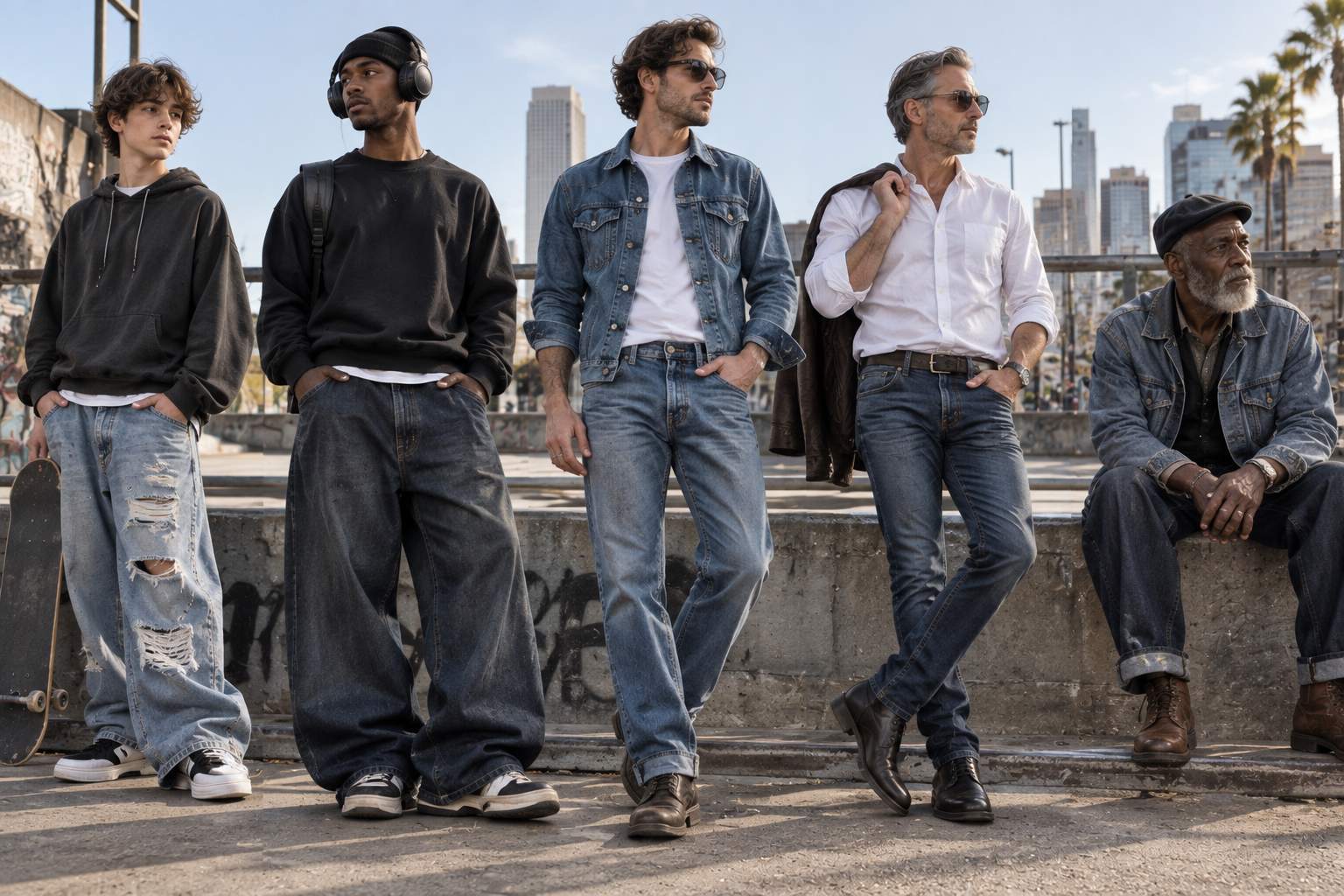 Different generations prefer different jeans because fashion is partly a reaction to what came before.