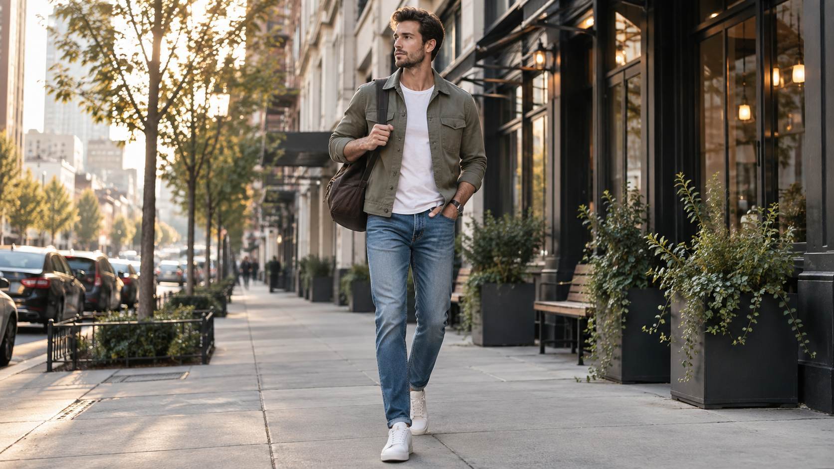 You should wear jeans because they offer a rare balance of durability, s
