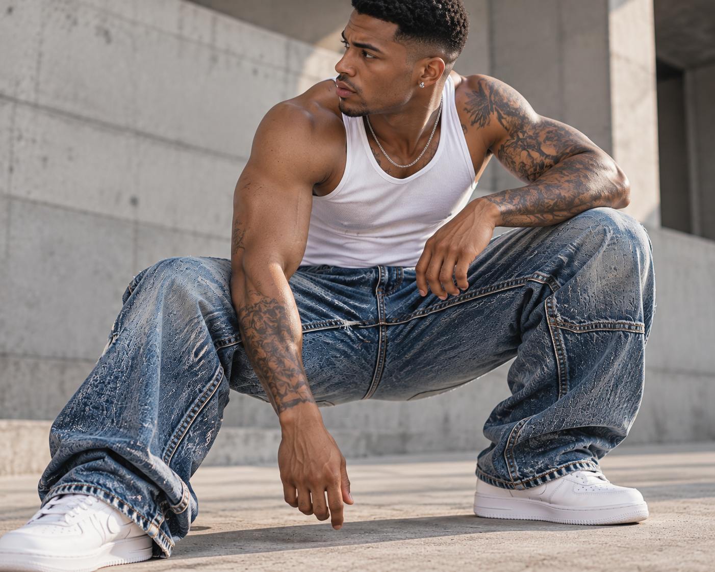 Yes. Jeans that are too tight can place excessive tension on the crotch, thighs, hips, and seams,