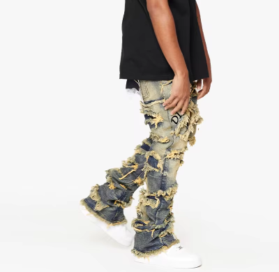 Custom Embroidered Denim Jeans | Blue Embroidered Pants