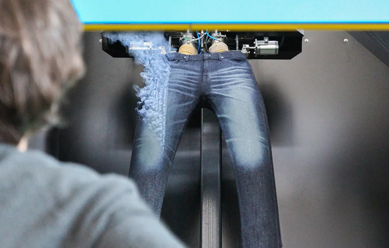 Laser print jeans