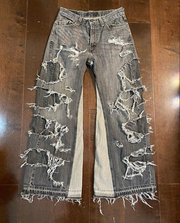 Custom extreme distressed jeans