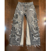 Custom Extreme Distressed Black Denim Jeans – Avant-Garde Statement
