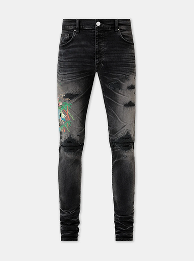 Custom black printed skinny jeans