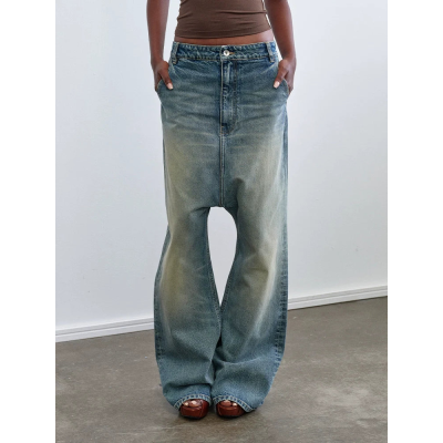 OEM & ODM Drop Crotch Jeans for Women - Custom Denim Solutions for Brands