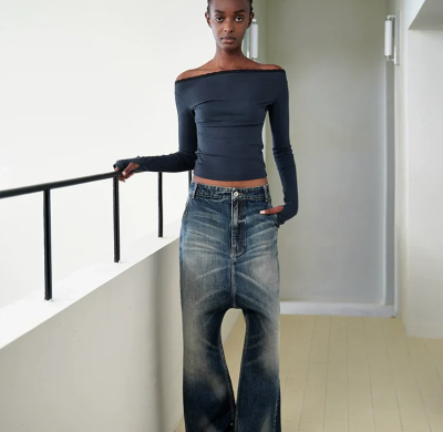 OEM & ODM Drop Crotch Jeans for Women - Custom Denim Solutions for Brands