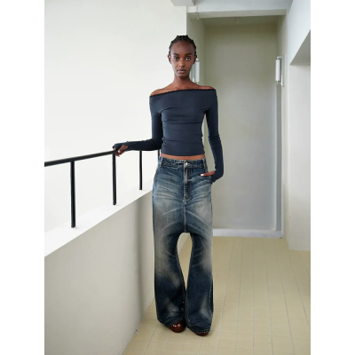 OEM & ODM Drop Crotch Jeans for Women - Custom Denim Solutions for Brands