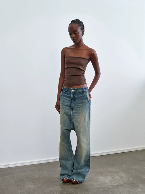 OEM & ODM Drop Crotch Jeans for Women - Custom Denim Solutions for Brands