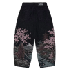 Custom Washed Black Baggy Jeans with Landscape Embroidery & All-Over Print