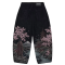 Custom Washed Black Baggy Jeans with Landscape Embroidery & All-Over Print