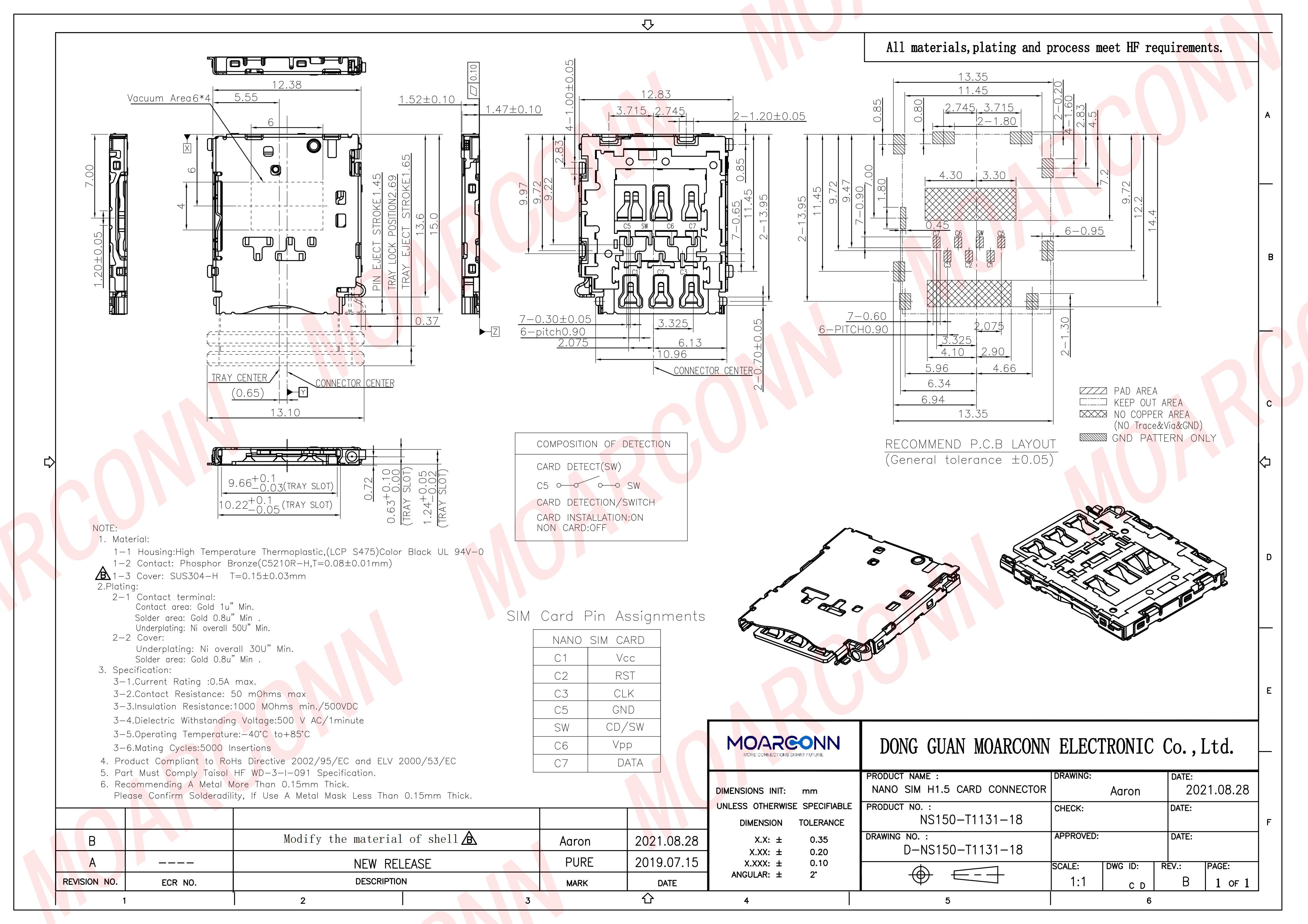 Micro SIM socket card connector