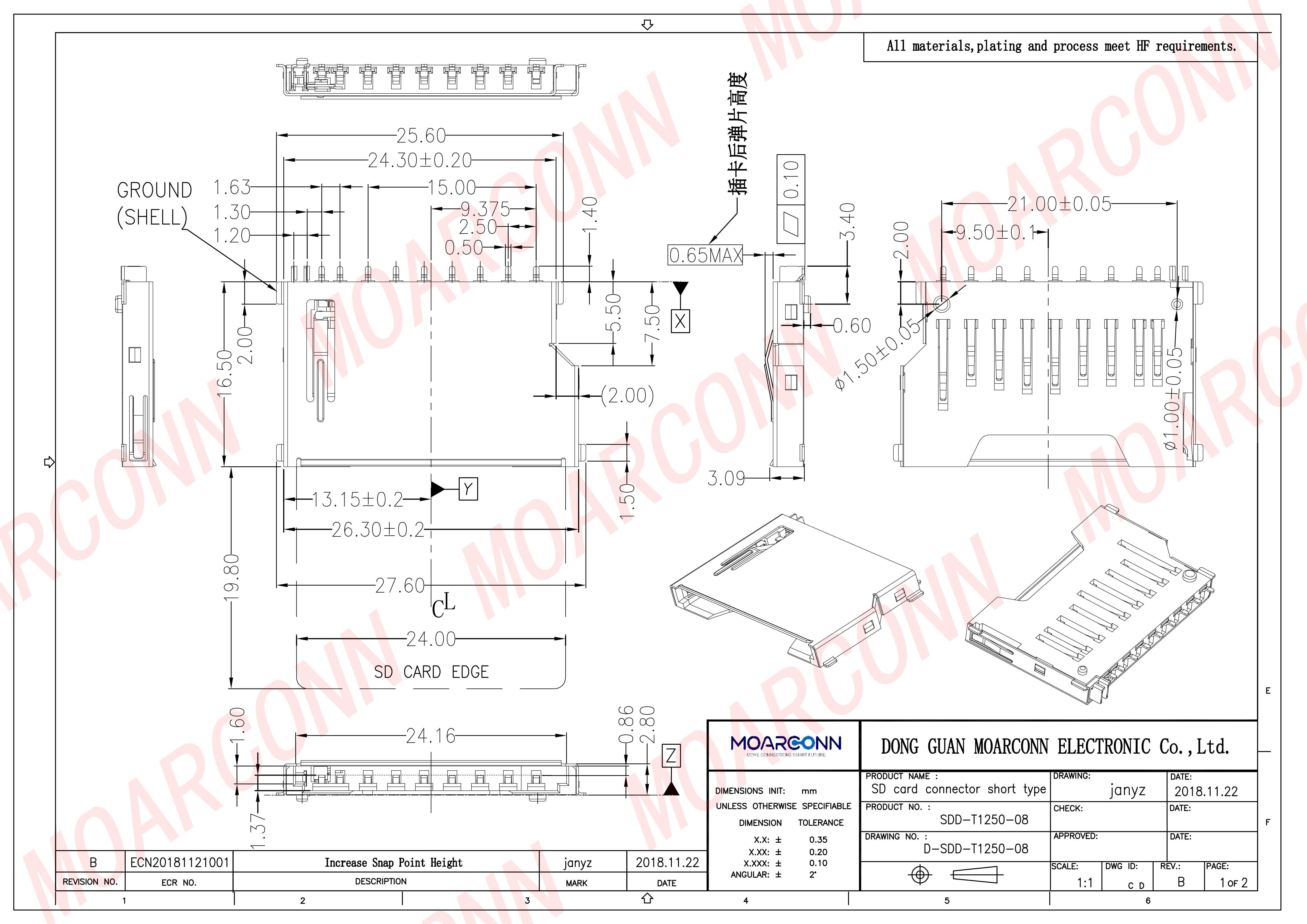 SD socket card connector