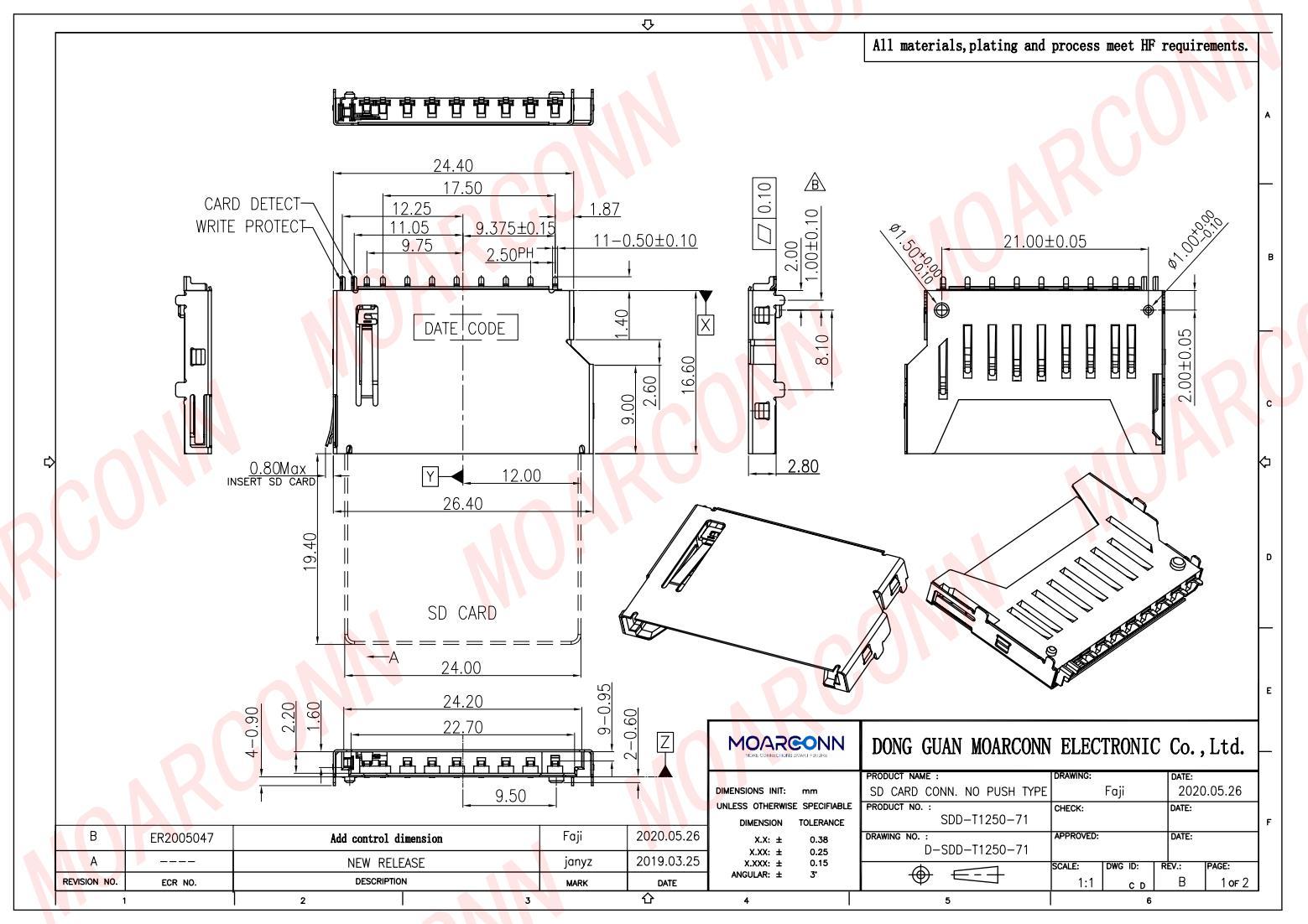 SD socket card connector