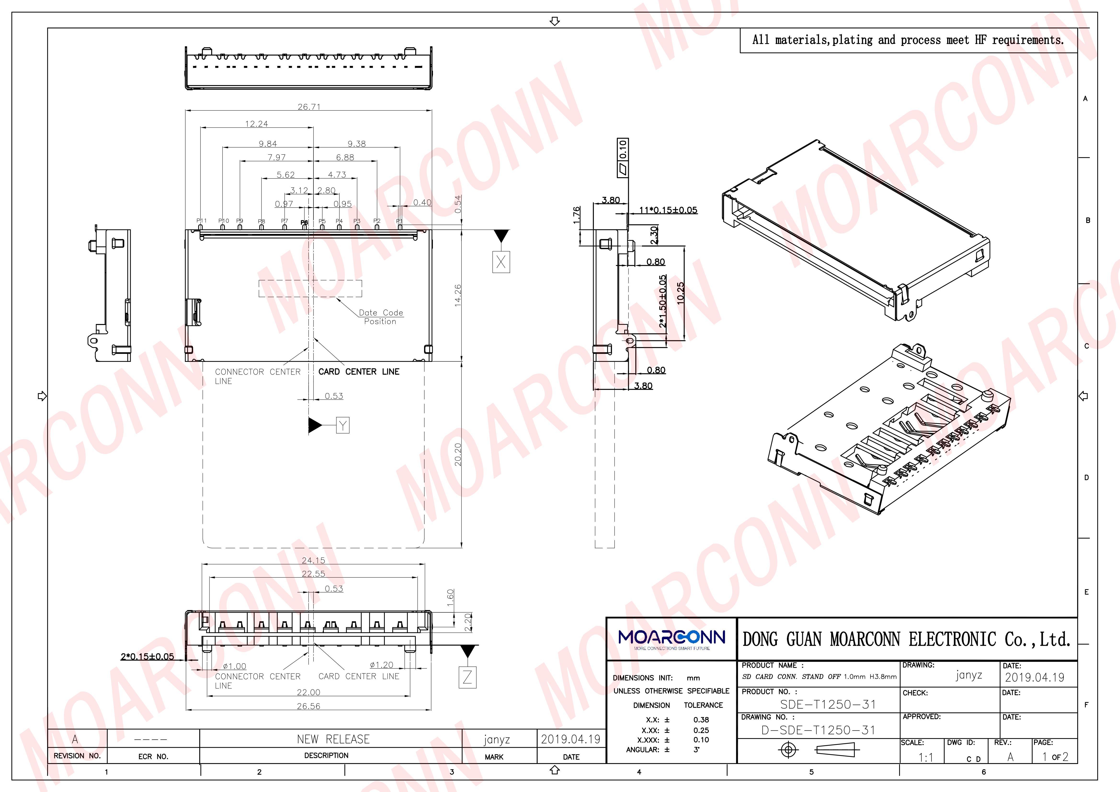 SD socket card connector