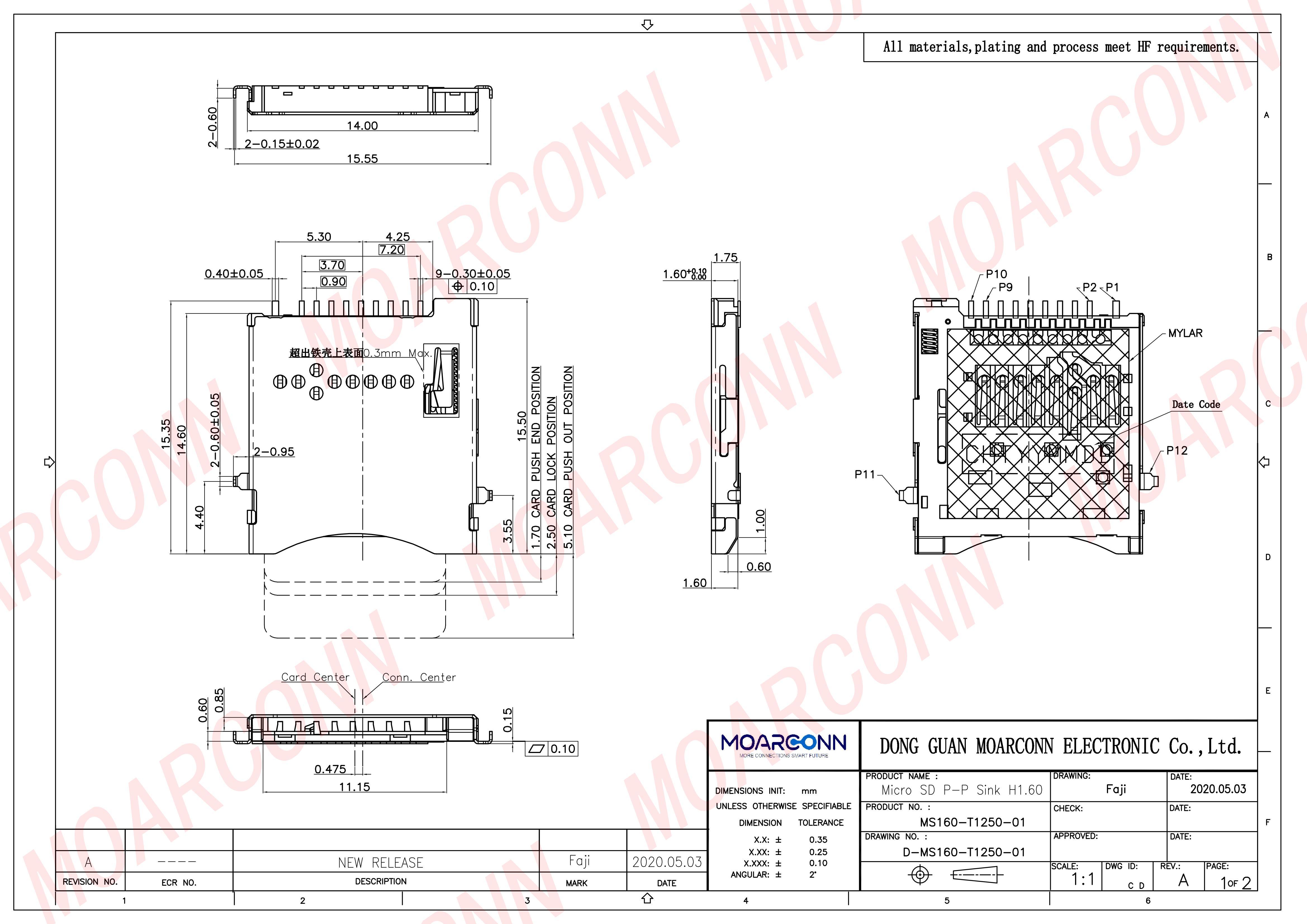 Micro SD socket card connector