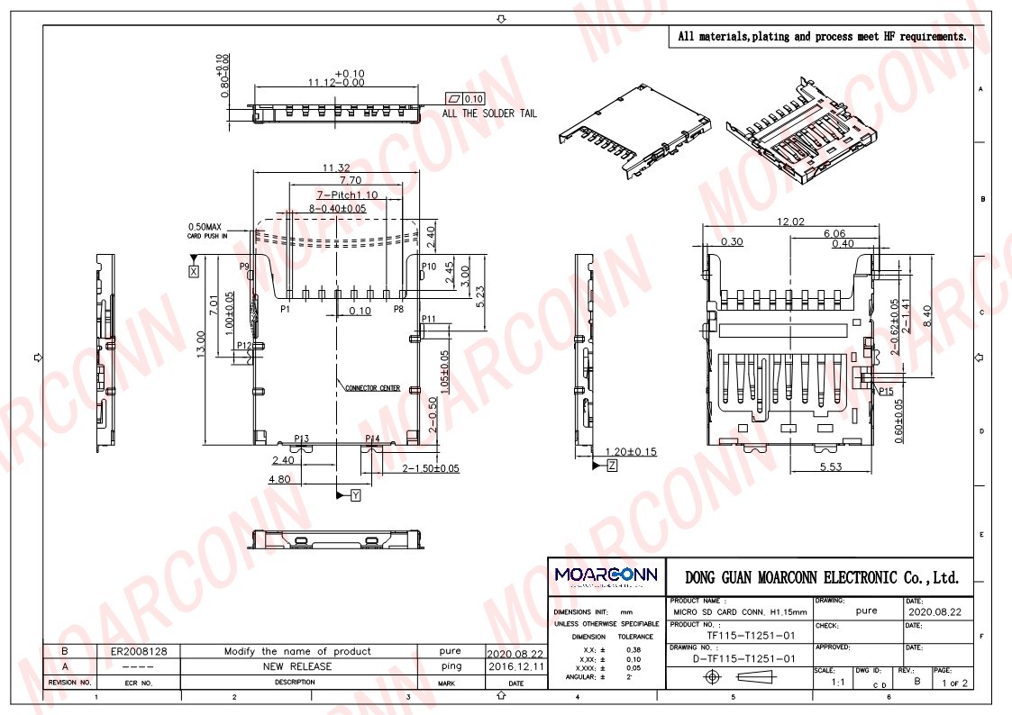 Micro SD socket card connector