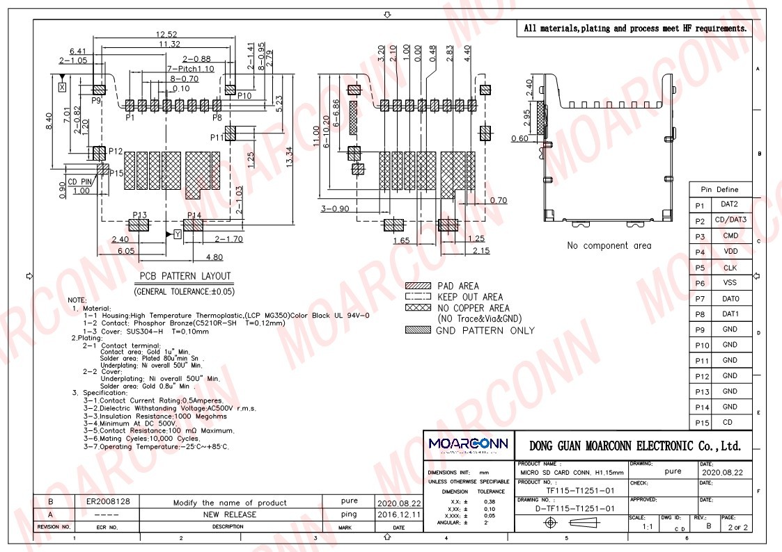 Micro SD socket card connector