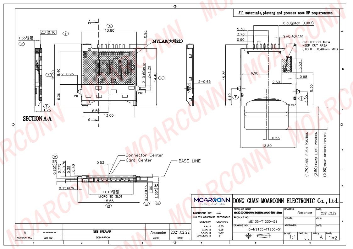 Micro SD socket card connector