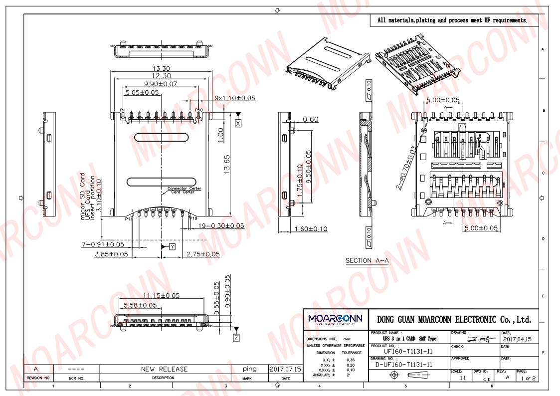 Micro SD socket card connector