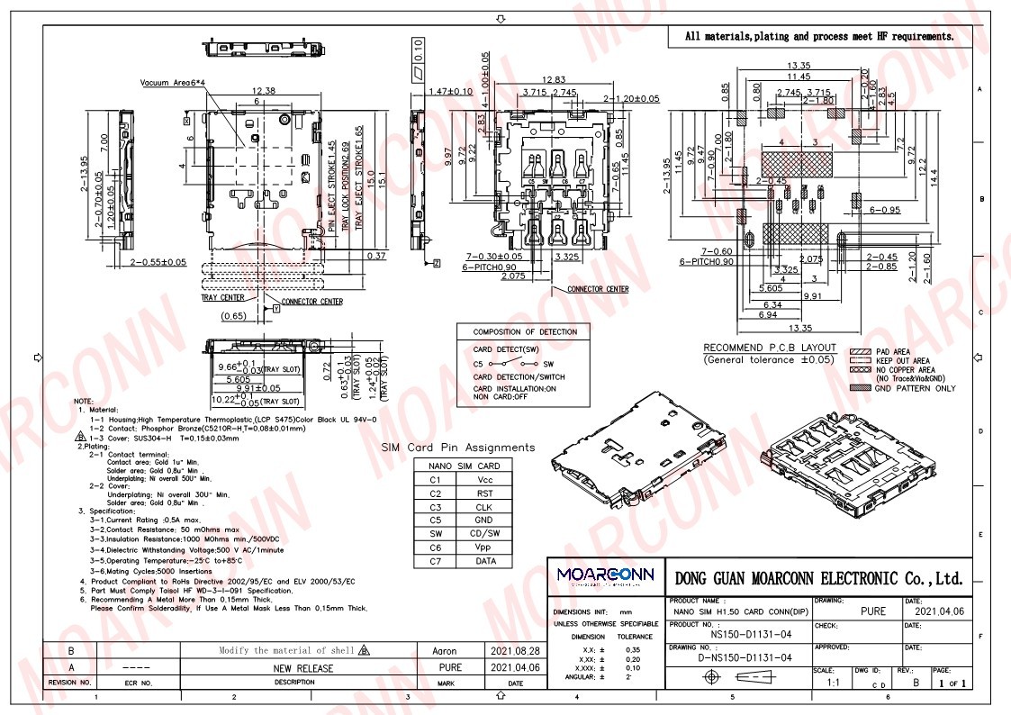 Micro SIM socket card connector