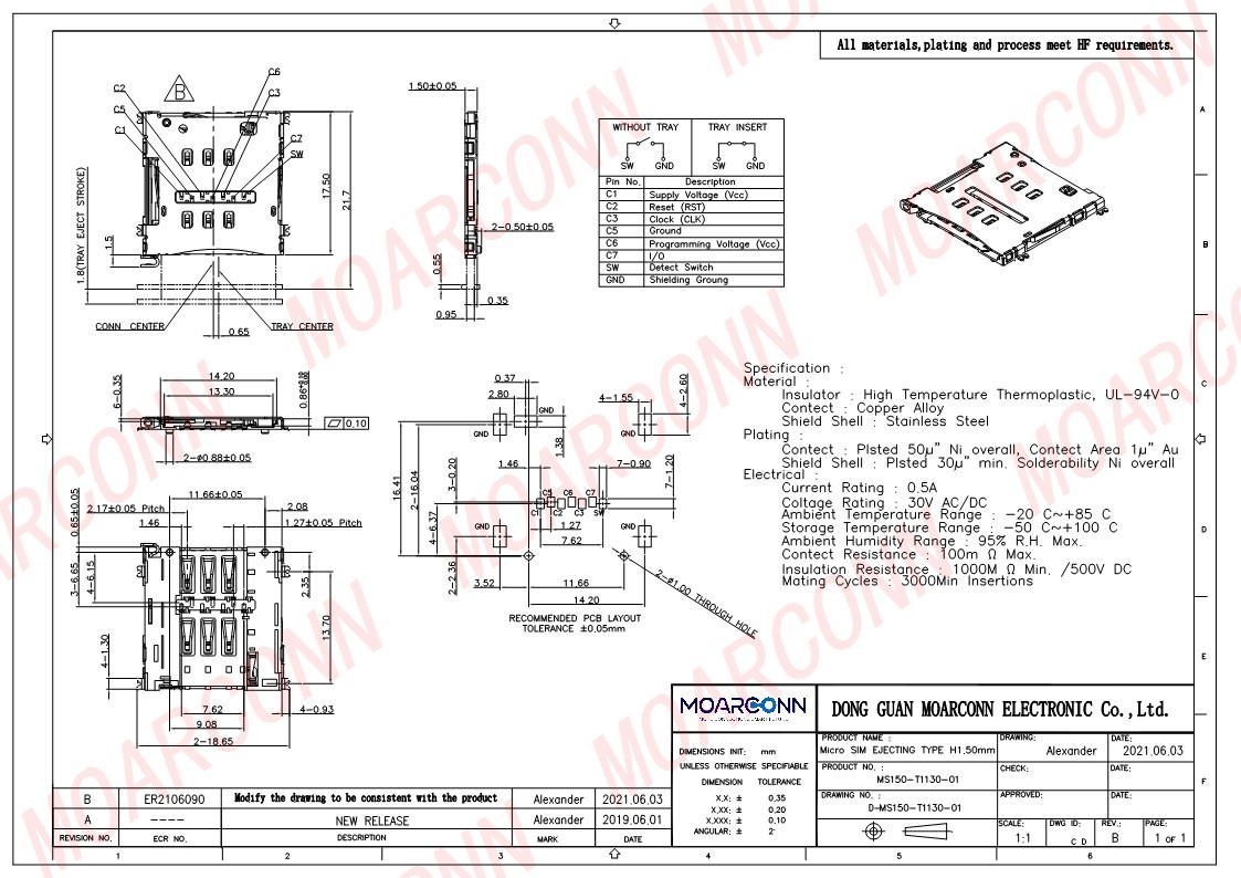 Micro SIM socket card connector