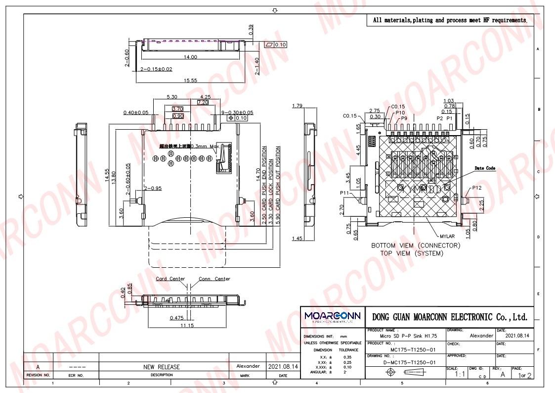 Micro SD socket card connector